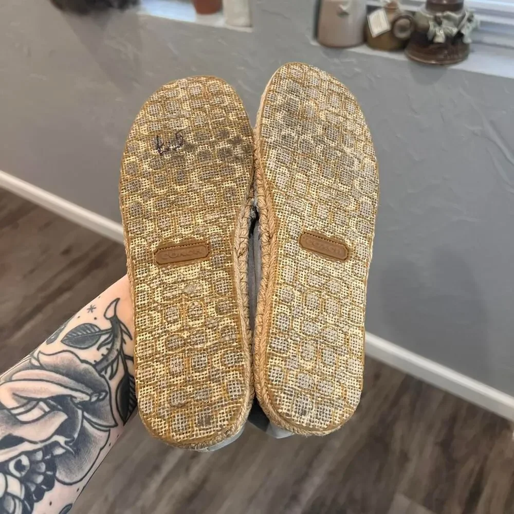 Coach Logo June Beachy Suede Espadrille Flats